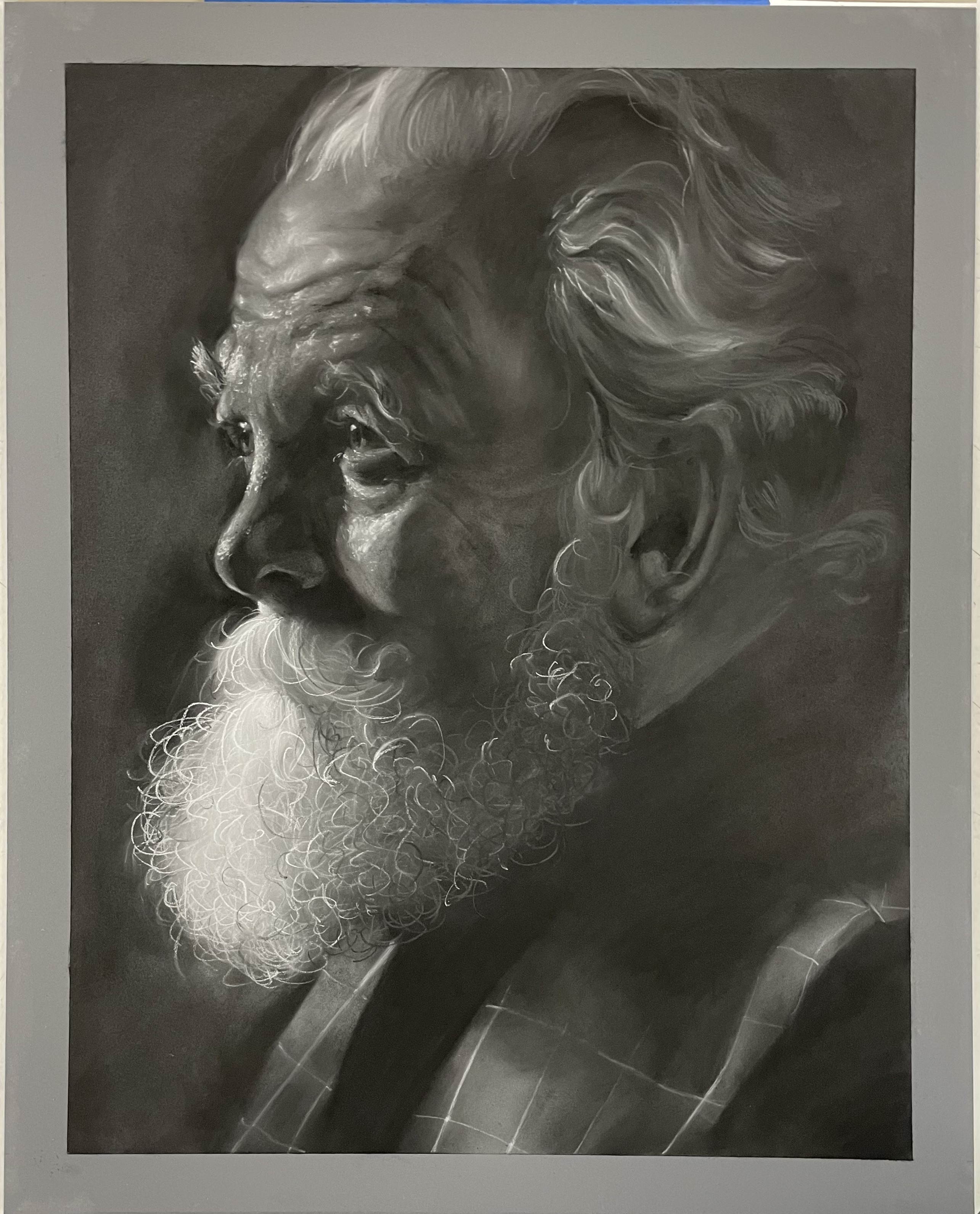 illustration portrait of an old man, charcoal